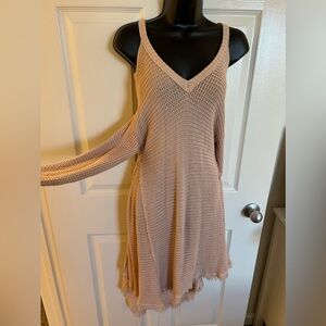 Charlie Paige Pink Knitted Off Shoulder Sweater